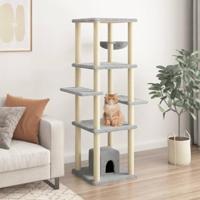 VidaXL Kattenmeubel met sisal krabpalen 154 cm lichtgrijs - thumbnail