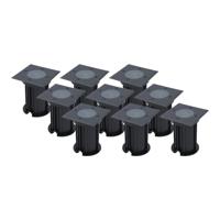 Set van 9 Ramsay LED Grondspots - Vierkant - Dimbaar - GU10 - Excl. Lichtbron - Tuinspot - Zwart - IP67 waterdicht - Overrijdbaar voor de Oprit, Tuin en Terras - thumbnail
