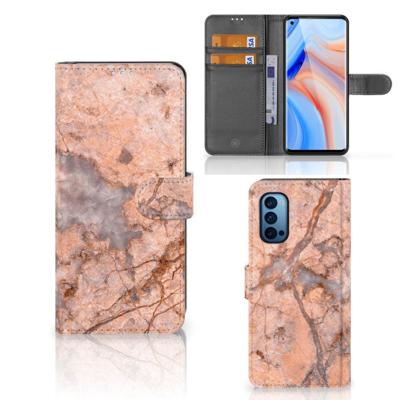OPPO Reno 4 Pro 5G | Bookcase | Marmer Oranje OPPO Reno 4 Pro 5G | Bookcase | Marmer Oranje