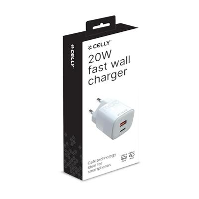 Celly Wall Charger 1 USB-A / 1 USB-C, 20W, wit