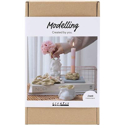 Creativ Company Hobbyset boetseren, vazen en kandelaars, beige, ivoor, off-white, 1 doos