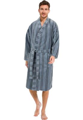 Grijze fleece heren kimono met strepen-XL-54