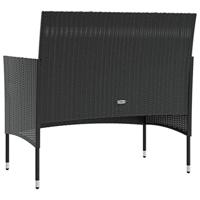 16-delige Loungeset met kussens poly rattan zwart - thumbnail