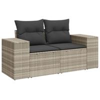8-delige Loungeset met kussens poly rattan lichtgrijs - thumbnail