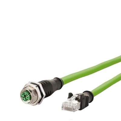 Metz Connect 142M2X25050 M12 Netwerkkabel, patchkabel CAT 6A S/FTP 5.00 m Groen PUR-mantel, Zuurbestendig, Ozonbestendig, UV-bestendig, Geschikt voor
