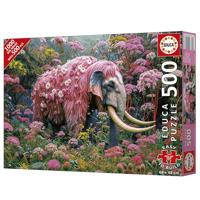 Puzzel - EDUCA - Bloemenolifant - 500 stukjes - Dierenthema - Voor kinderen vanaf 10 jaar - thumbnail