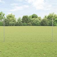 VidaXL Hek met paal zilver 1,2 x 10 m staal - thumbnail