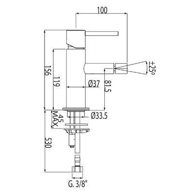 Bidetkraan Tres Study | Opbouw | Mengkraan | 1-hendel | Rond | Chroom - thumbnail