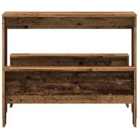 3-delige Eettafel en bankenset bewerkt hout oud houtkleurig - thumbnail