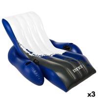 Opblaasbare zwembadstoel Intex Floating Recliner Blauw Wit 180,3 x 66 x 134,6 cm (3 Stuks) - thumbnail