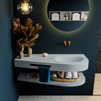 MONDIAZ RIVA 120cm Wastafel met planchet kleur Clay. Wastafel DULCET rechts 0 kraangaten kleur Clay. - thumbnail