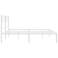 Bedframe met hoofdbord metaal wit 160x200 cm - thumbnail