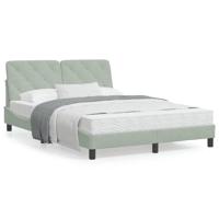 Bed met matras fluweel lichtgrijs 140x190 cm - thumbnail