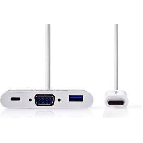USB-C-Adapterkabel | Type-C Male - A Female / Type-C Female / VGA Female | 0,2 m | Wit USB-C-Adapterkabel | Type-C Male - A Female / Type-C Female / VGA Female | 0,2 m | Wit