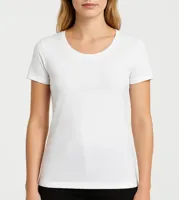 2-pack dames T-shirts bamboe - Zachte ondershirts korte mouw - Diepe Ronde hals - S - Wit - thumbnail