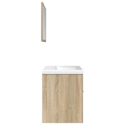 3-delige Badkamermeubelset bewerkt hout sonoma eikenkleurig