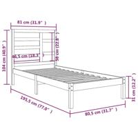 Bedframe massief hout 75x190 cm - thumbnail