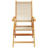 Tuinstoelen 2 st massief acaciahout en polypropeen beige - thumbnail