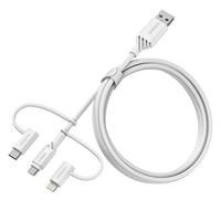 OtterBox versterkte 3-in-1-kabel met USB-A, USB-C en Lightning-connector, oplaadkabel voor smartphone en tablet, ultrarobuust, buig- en buigzaam getest, 1m, Wit - thumbnail