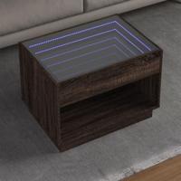 Salontafel met Infinity LED 70x50x50 cm bruin eikenkleurig - thumbnail