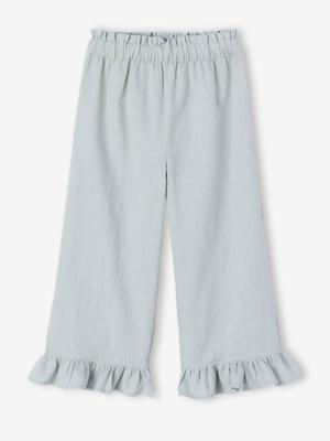 Wijde rok voor meisjes met ruches saliegroen