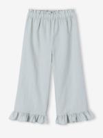 Wijde rok voor meisjes met ruches saliegroen - thumbnail