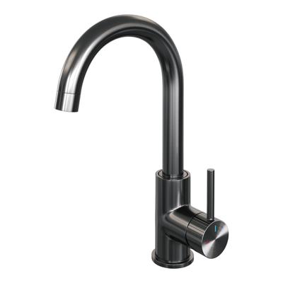 Brauer Stripe hoge opbouw wastafelmengkraan met draaibare ronde uitloop model A gunmetal geborsteld PVD