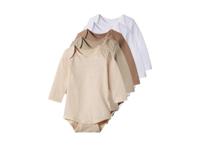 lupilu Set van 5 baby rompers (bruin/beige/wit, 62/68) - thumbnail