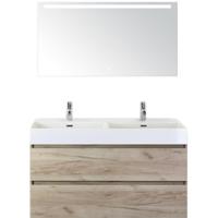Maxx XL Badmeubelset 120 cm - Craft Oak - Wastafel Kube Dubbel 2 Kraangaten met Sence Spiegel - thumbnail