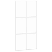Schuifdeur 102,5x205 cm gehard glas en aluminium wit - thumbnail