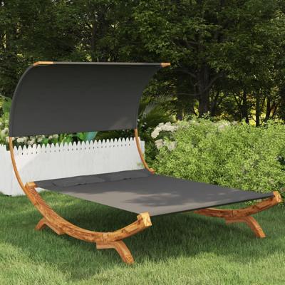 Loungebed met luifel 165x203x126 cm gebogen hout antracietkleur