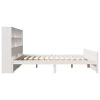 Bed met boekenkast zonder matras grenenhout wit 160x200 cm - thumbnail