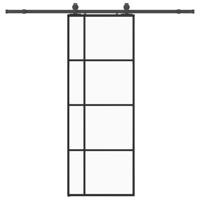 Schuifdeur met beslagset 76x205 cm ESG glas zwart - thumbnail