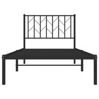 Bedframe met hoofdbord metaal zwart 90x200 cm - thumbnail