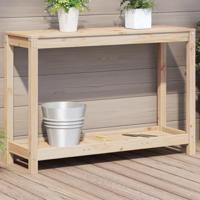 VidaXL Oppottafel met schap 108x35x75 cm massief grenenhout - thumbnail