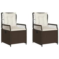 Tuinstoelen 2 st verstelbaar poly rattan bruin - thumbnail