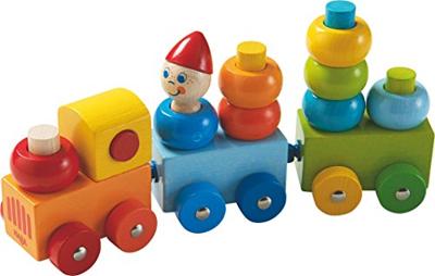 Haba stapelspeelgoed trein 32 cm junior hout 17 delig Haba stapelspeelgoed trein 32 cm junior hout 17 delig