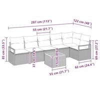 Tuinbankenset met kussen 7 pcs Grijs poly rattan - thumbnail