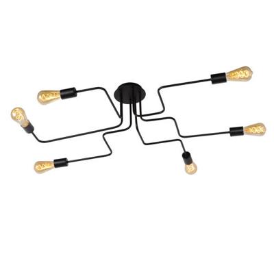 Lucide LESTER - Plafonnière - 6xE27 - Zwart