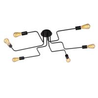 Lucide LESTER - Plafonnière - 6xE27 - Zwart - thumbnail