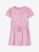 Meisjesjurk met Engels borduursel lila - thumbnail