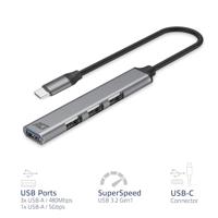 ACT AC6425 USB-C Hub | 3x USB-A 480Mbps | 1x USB-A 5Gbps | Aluminium | Kabellengte 18 cm - thumbnail