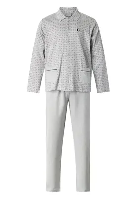 Gentlemen tricot heren pyjama - doorknoop - L - Grijs - L