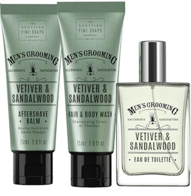 Scottish Fine Soaps Men's Grooming Vetiver & Sandalwood Well Groomed Gift Set