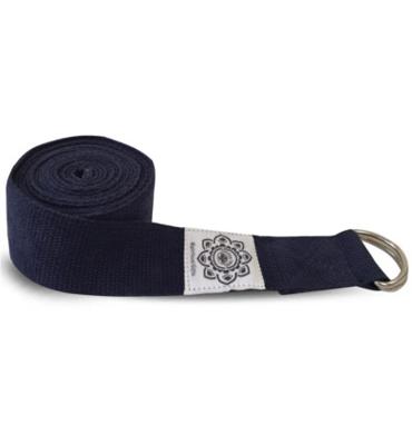 Katoenen Yoga Riem Donkerblauw met D-Ring - 248 cm