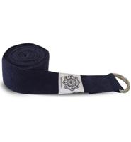 Katoenen Yoga Riem Donkerblauw met D-Ring - 248 cm - thumbnail