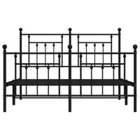 Bedframe met hoofd- en voeteneinde metaal zwart 140x200 cm - thumbnail