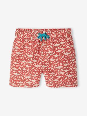 Zwemshort voor jongens "Haaien" terracottategel
