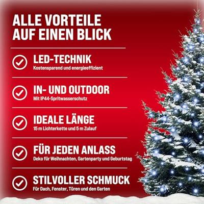 Kerstverlichting 600 LED 20 meter helder wit - thumbnail