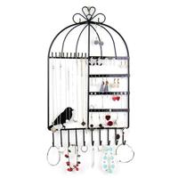 Birdcage vorm oor stud oorbellen armband hanger ketting sieraden display opslag rek (zwart) - thumbnail